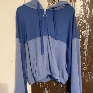 Blue Two-Tone Quarter Zip Hoodie